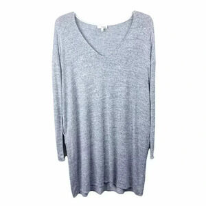 Wilfred Free Lagenlook basic tunic long sleeve sweater Gray Pockets sz M